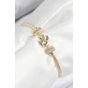 Gold-Colored Women's Bracelet with Zircon Stones in a Four-Leaf Clover Design - TJ-BB7897
