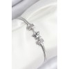 Women's Silver-Colored Clover-Shaped Bracelet with Zircon Stones - TJ-BB7898