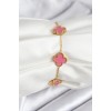 316L Steel Gold Chain Pink Clover Color Bracelet - TJ-BB7908
