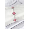 316L Stainless Steel Silver Chain Pink Clover Bracelet - TJ-BB7909