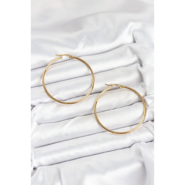 316L Steel Gold Color 45 mm Hoop Women's Earrings - TJ-BKP11227