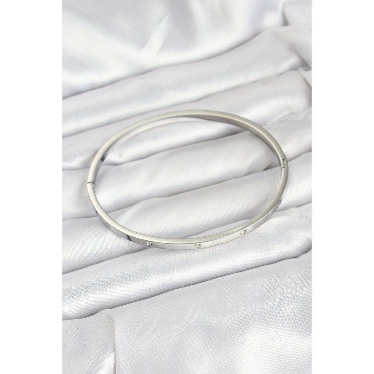 316L Steel Silver Color 65 mm Thin Women's Cuff Bracelet - TJ-BB7913