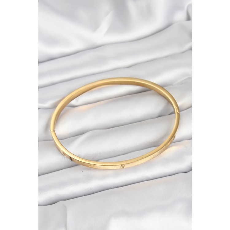 316L Steel Gold Color 65 mm Thin Women's Cuff Bracelet - TJ-BB7915