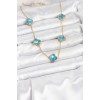 316L Stainless Steel Chain Gold Ice Blue Color Clover Necklace - TJ-BKO10566
