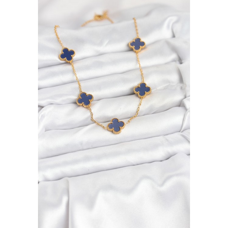 316L Stainless Steel Chain Gold Color Navy Clover Women's Necklace - TJ-BKO10567