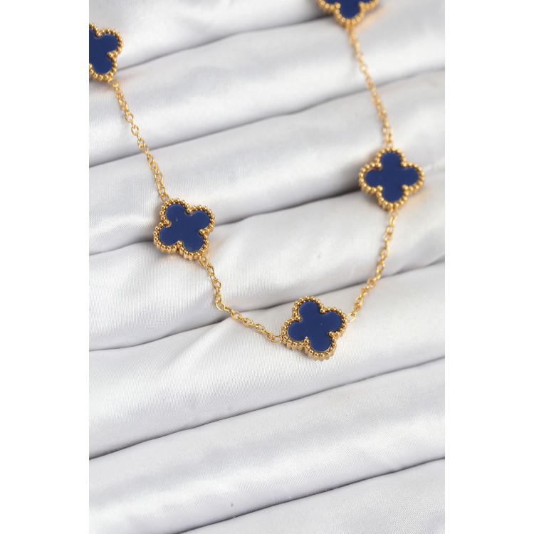 316L Stainless Steel Chain Gold Color Navy Clover Women's Necklace - TJ-BKO10567