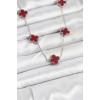 316L Stainless Steel Chain Silver Color Burgundy Color Clover Women's Necklace - TJ-BKO10569