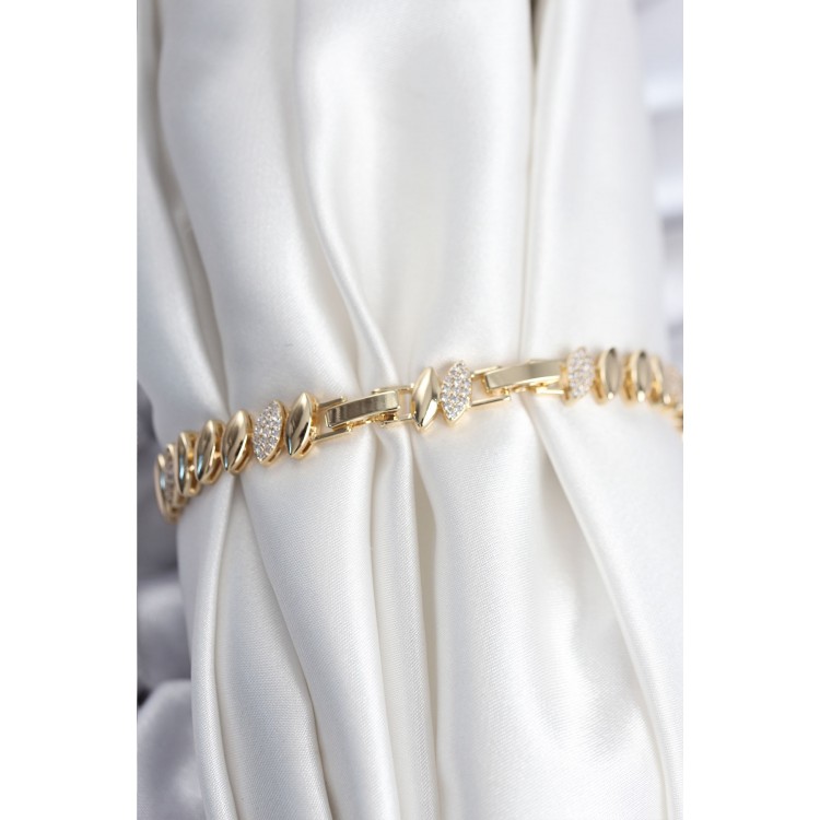 Pirinç VIP Seri Gold Renk Arpa Model Kadın Bileklik - TJ-BB7924