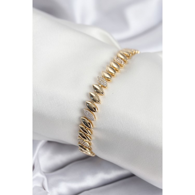 Pirinç VIP Seri Gold Renk Arpa Model Kadın Bileklik - TJ-BB7924 Pirinç VIP Seri Gold Renk Arpa Model Kadın Bileklik - TJ-BB7924