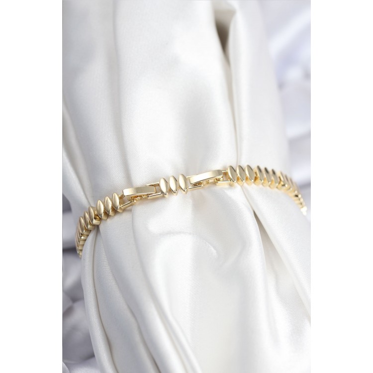 Pirinç VIP Seri Gold Renk Zirkon Taşlı Arpa Model Kadın Bileklik - TJ-BB7928