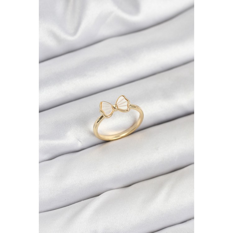 Brass Gold Bow Model Women's Ring - TJ-BYK3838