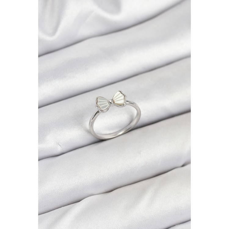 Brass Silver Bow Model Women's Ring - TJ-BYK3839