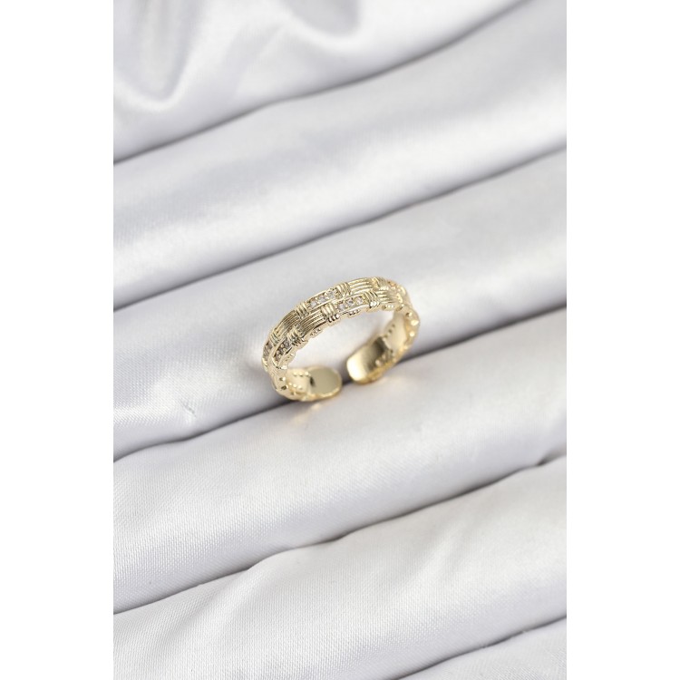 Brass Gold Zircon Stone Silver Women's Ring - TJ-BYK3846 Brass Gold Zircon Stone Silver Women's Ring - TJ-BYK3846