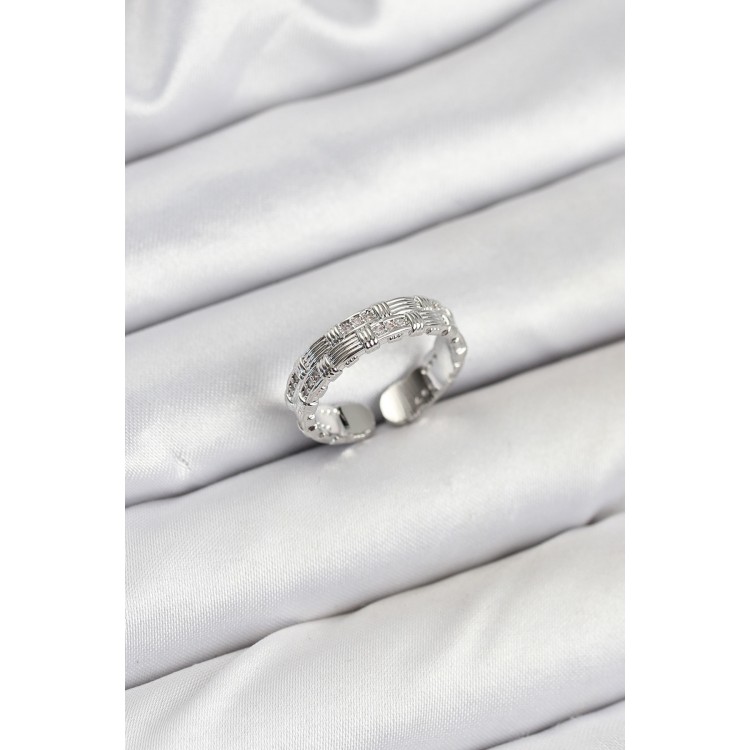 Silver Zircon Stone Silver Women's Ring - TJ-BYK3847