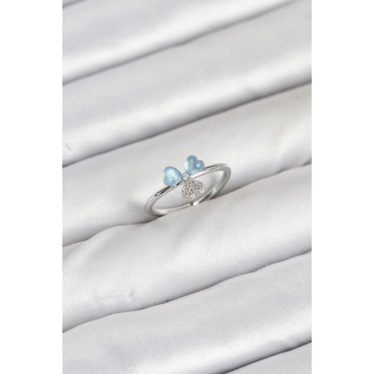 Brass Silver Clover Model Women's Ring - TJ-BYK3859