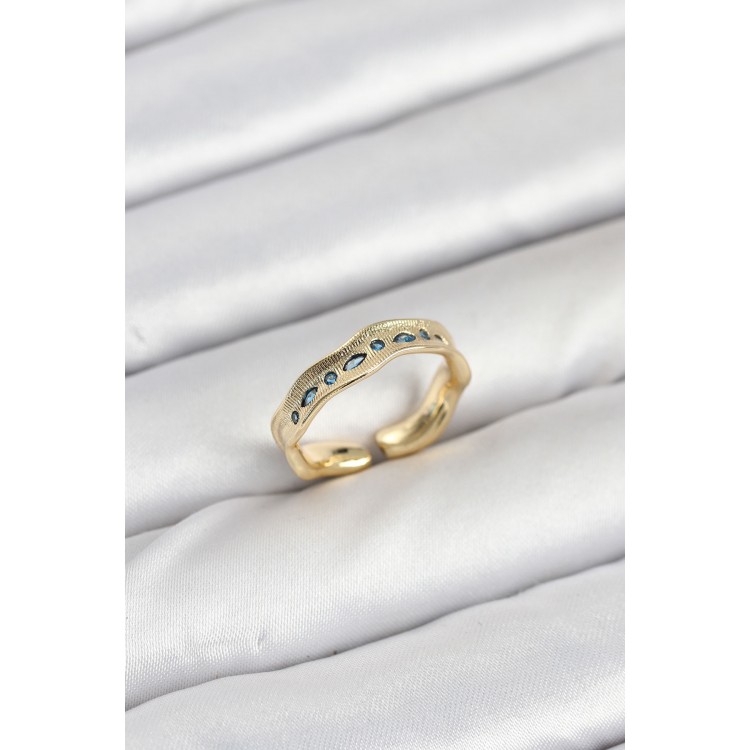 Brass Gold Zircon Stone Vintage Women's Ring - TJ-BYK3862 Brass Gold Zircon Stone Vintage Women's Ring - TJ-BYK3862