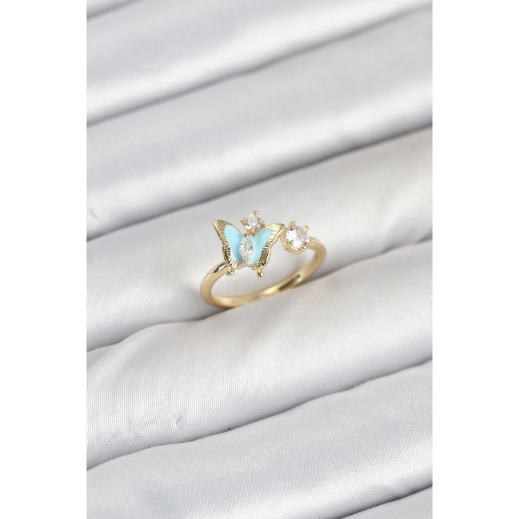 Brass Gold Butterfly Model Women's Ring - TJ-BYK3864