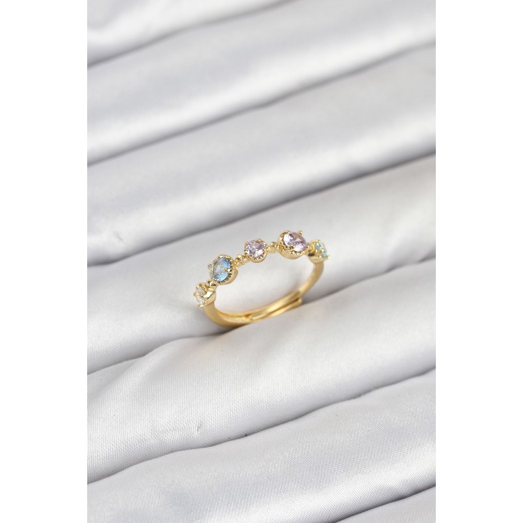 Brass Gold Zircon Stone Women's Ring - TJ-BYK3866 Brass Gold Zircon Stone Women's Ring - TJ-BYK3866