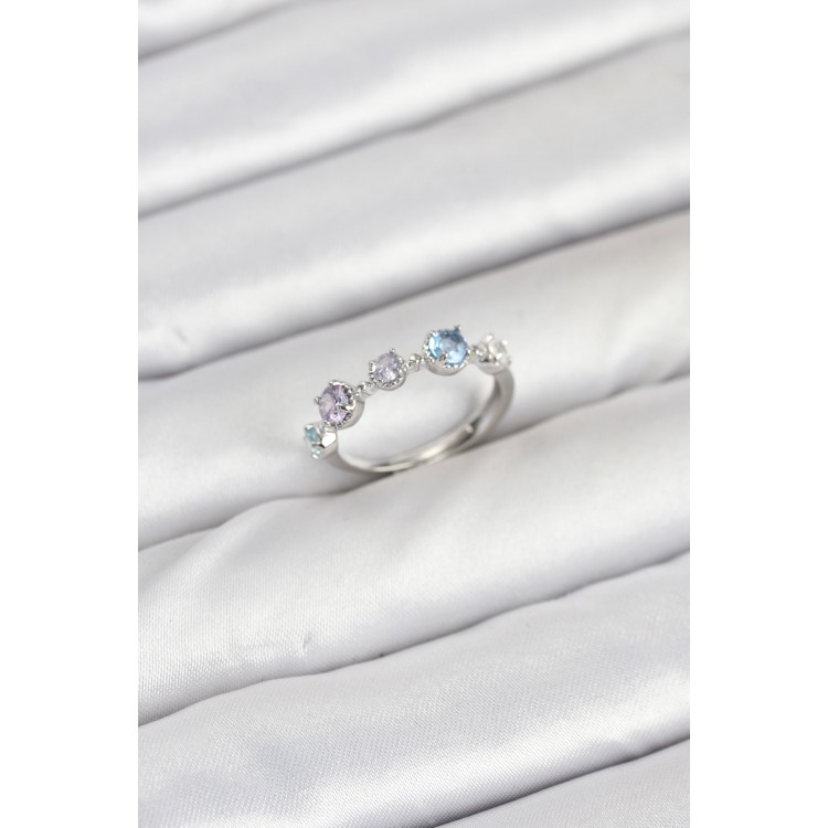 Brass Silver Color Zircon Stone Women's Ring - TJ-BYK3867