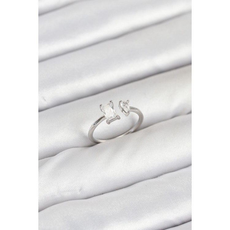 Pirinç Gold Renk Zirkon Taşlı Kadın Yüzük - TJ-BYK3883