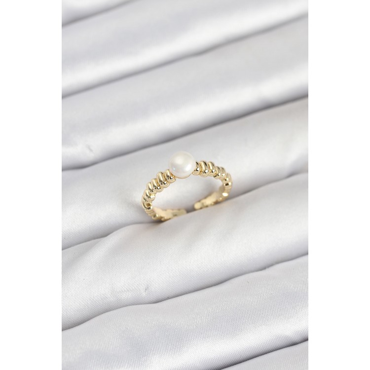 Pirinç Gold Renk Göbek İnci Model Kadın Yüzük - TJ-BYK3886 Pirinç Gold Renk Göbek İnci Model Kadın Yüzük - TJ-BYK3886