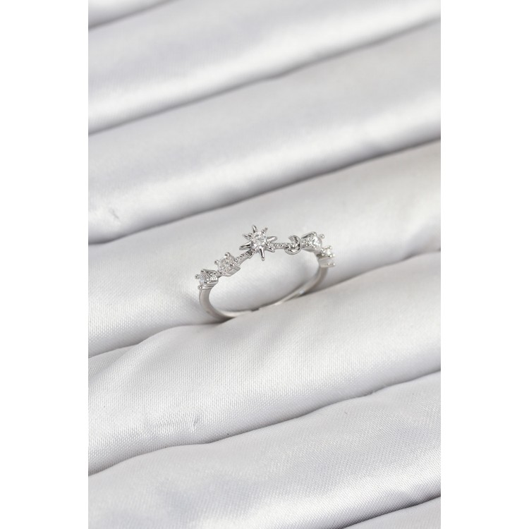 Pirinç Gümüş Renk Manifest Kadın Yüzük - TJ-BYK3891 Pirinç Gümüş Renk Manifest Kadın Yüzük - TJ-BYK3891