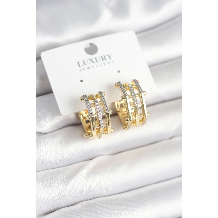 Pirinç Gold Renk Taşlı Halka Kadın Küpe - TJ-BKP11238 Pirinç Gold Renk Taşlı Halka Kadın Küpe - TJ-BKP11238