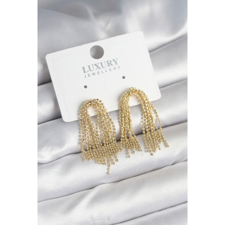 Pirinç Gold Renk Sallantılı Kadın Küpe - TJ-BKP11241 Pirinç Gold Renk Sallantılı Kadın Küpe - TJ-BKP11241