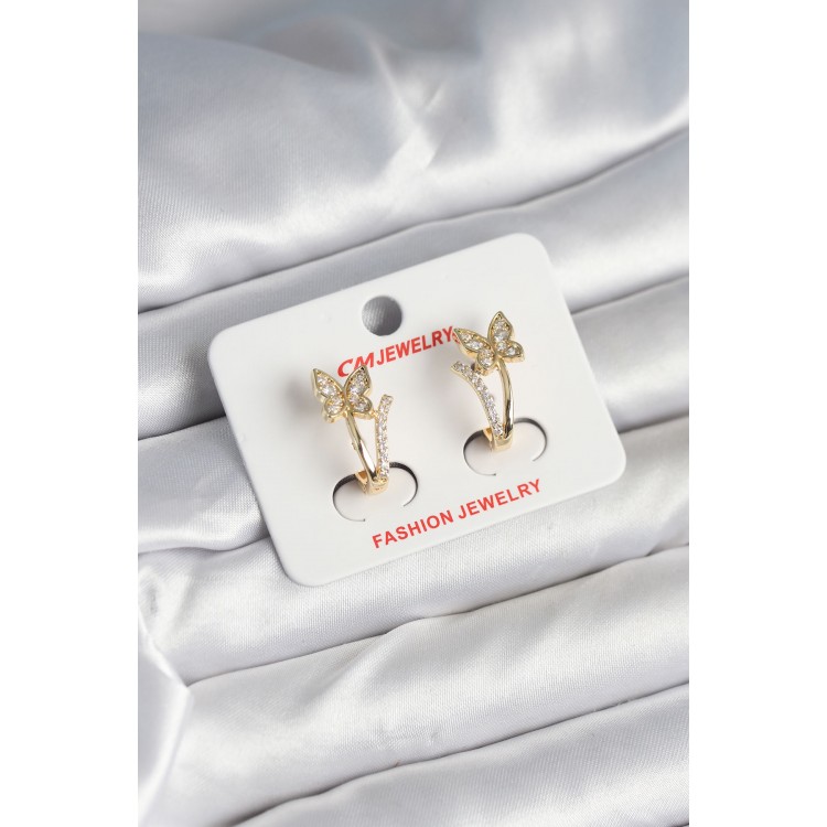 Pirinç Gold Renk Zirkon Taşlı Kelebek Model Kadın Yüzük - TJ-BKP11248