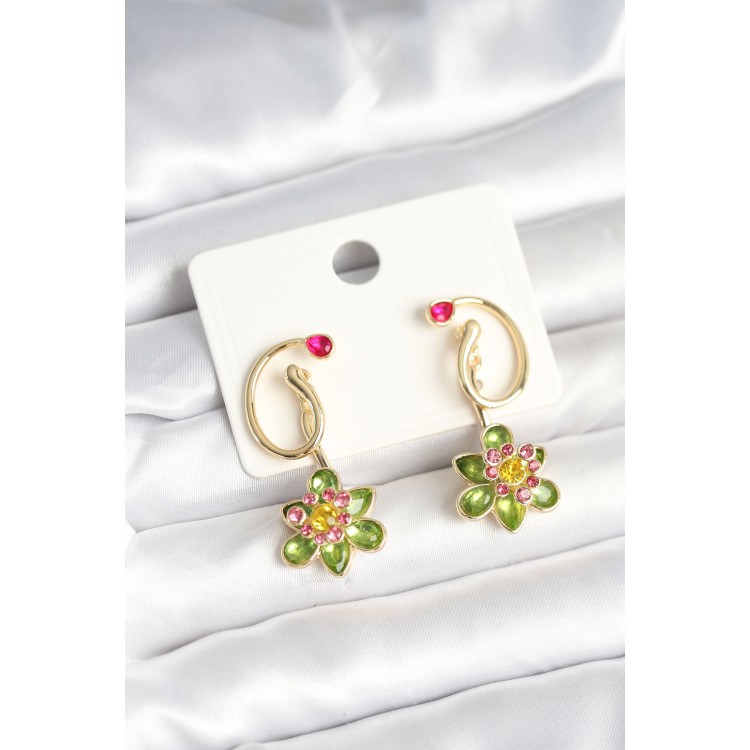 Pirinç Gold Renk Zirkon Taşlı Çiçek Model Kadın Küpe - TJ-BKP11249 Pirinç Gold Renk Zirkon Taşlı Çiçek Model Kadın Küpe - TJ-BKP11249