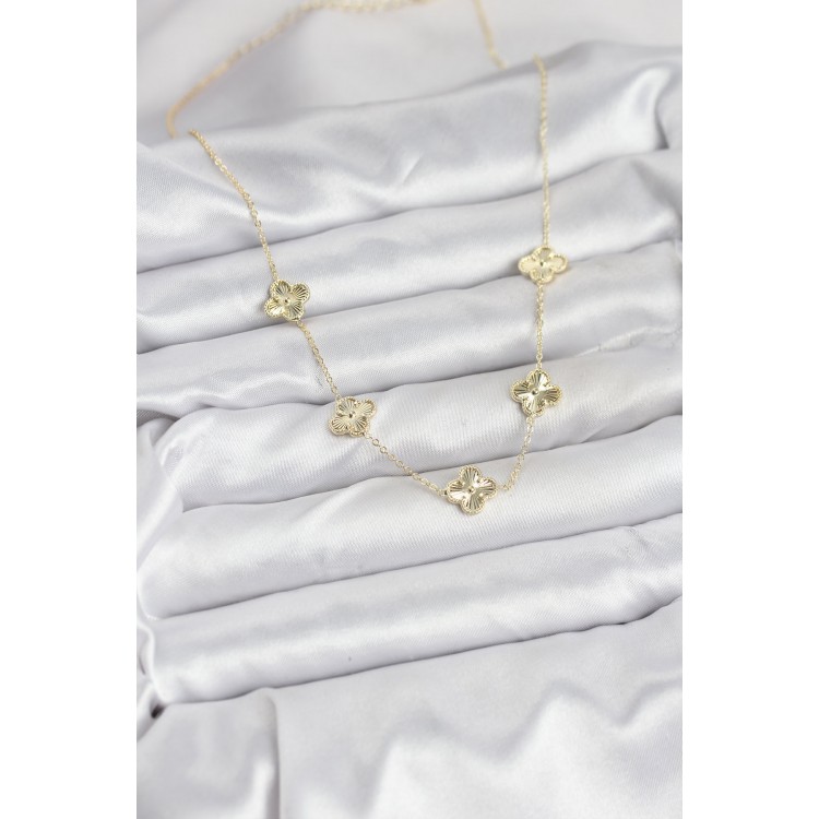 Gold-Colored Clover Women's Necklace - TJ-BKO10561