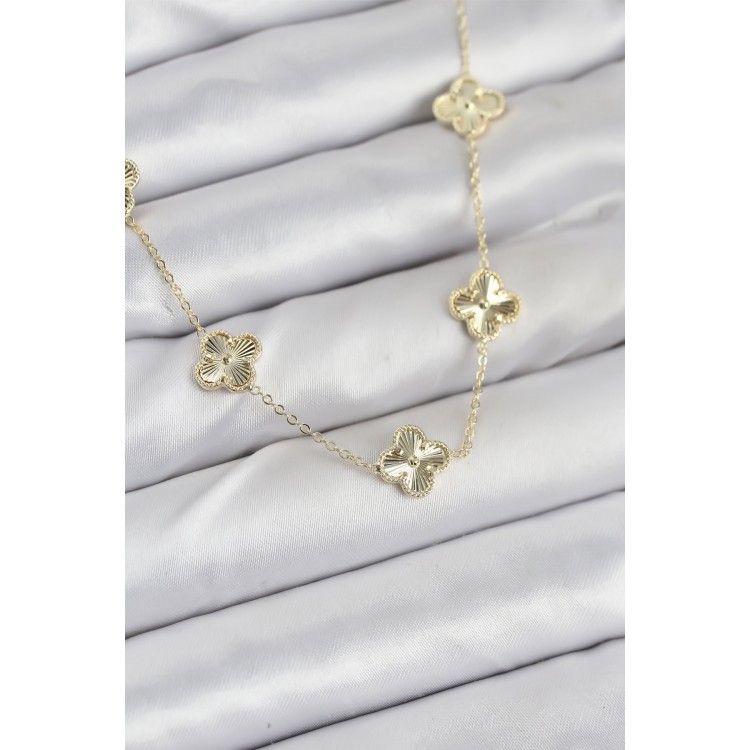 Gold-Colored Clover Women's Necklace - TJ-BKO10561 Gold-Colored Clover Women's Necklace - TJ-BKO10561