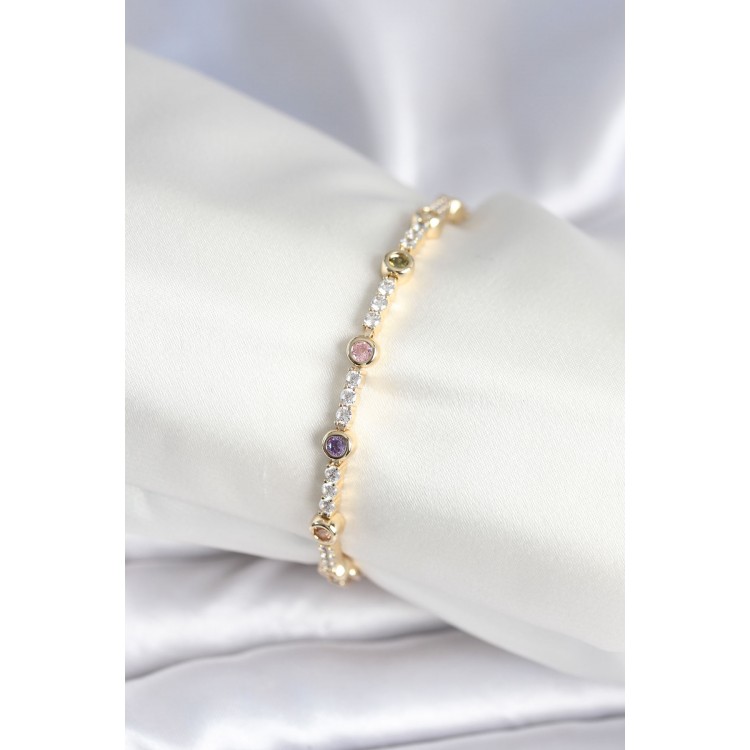 Brass Gold Zircon Stone Women's Bracelet - TJ-BB7971 Brass Gold Zircon Stone Women's Bracelet - TJ-BB7971