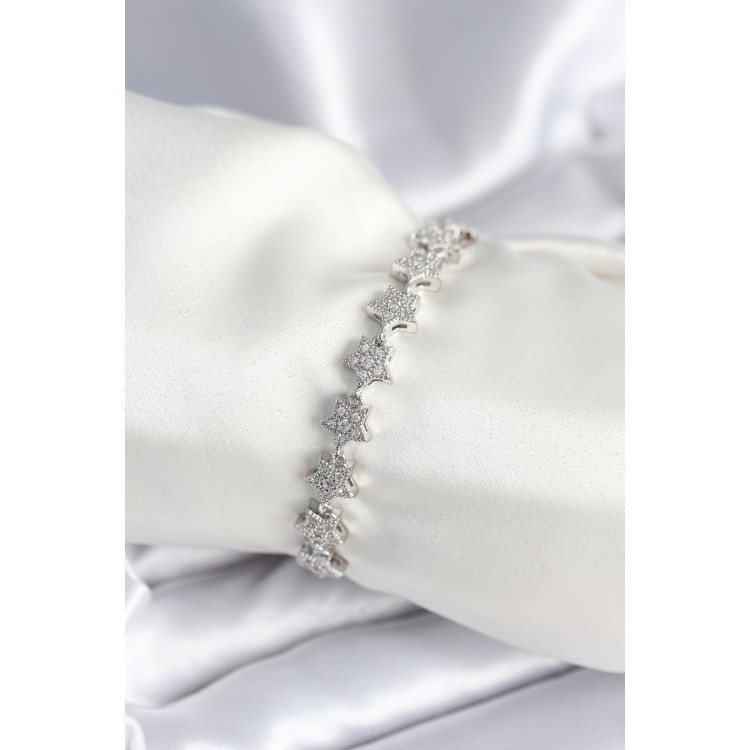 Brass Silver Star Model Women's Bracelet - TJ-BB7979