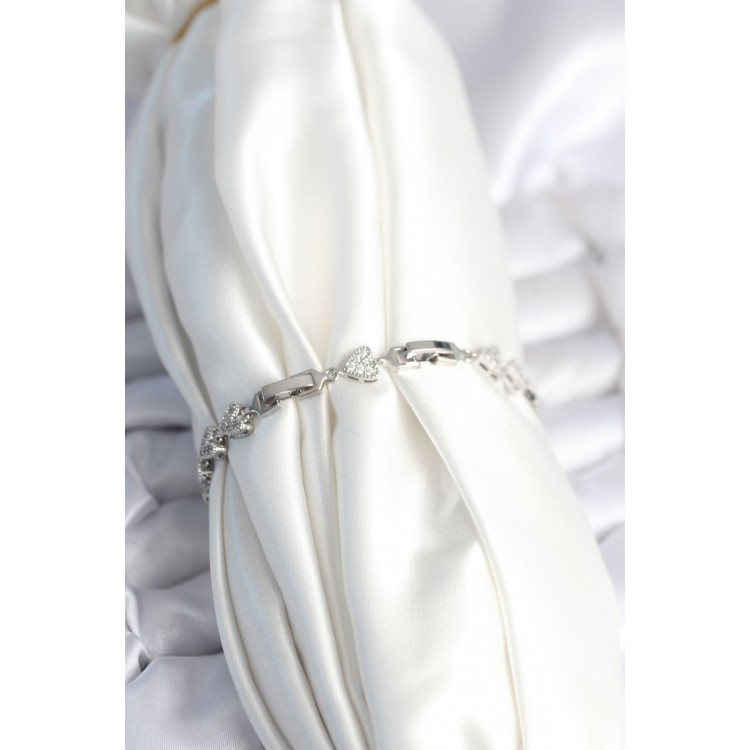 Brass Silver Heart Model Women's Bracelet - TJ-BB7981