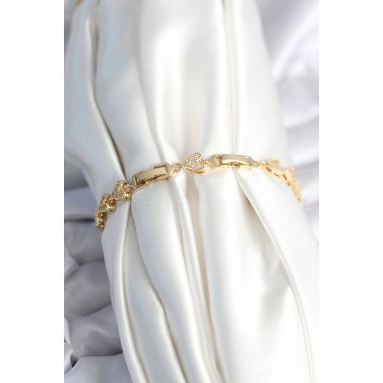 Brass Gold Heart Model Women's Bracelet - TJ-BB7982