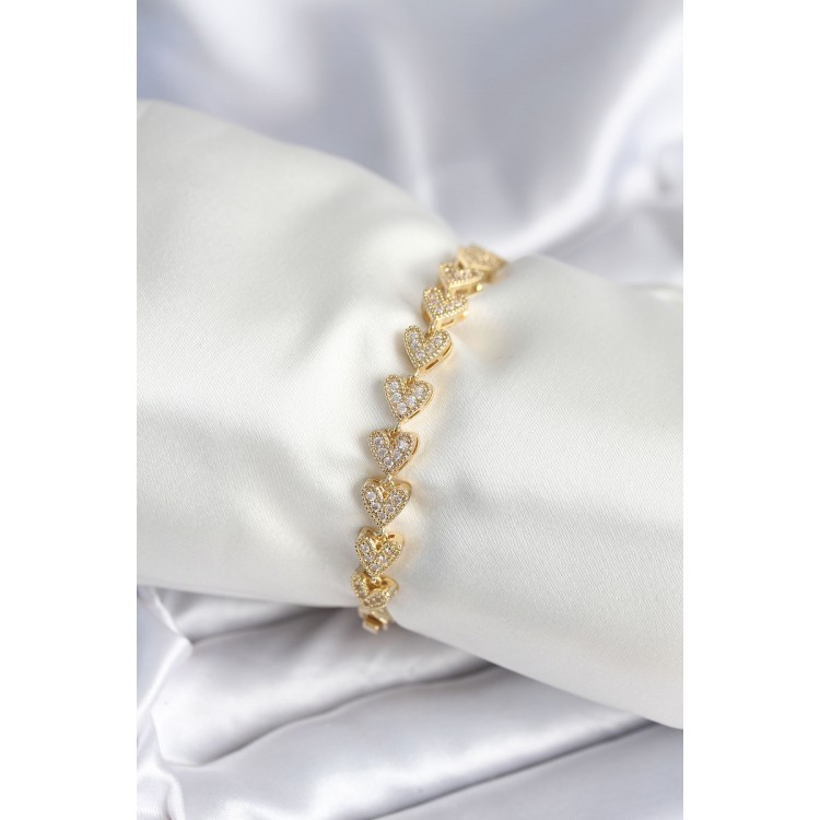 Brass Gold Heart Model Women's Bracelet - TJ-BB7982 Brass Gold Heart Model Women's Bracelet - TJ-BB7982