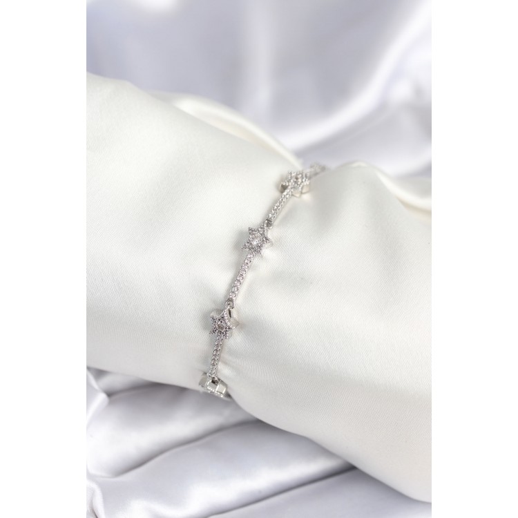 Brass Silver Halley Star Model Women's Bracelet - TJ-BB7983