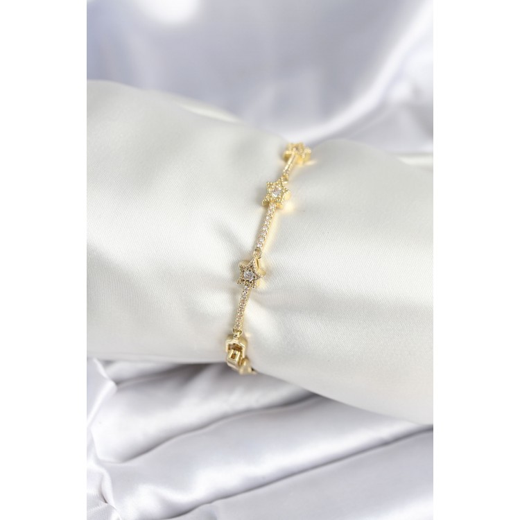 Brass Gold Halley Star Model Women's Bracelet - TJ-BB7984 Brass Gold Halley Star Model Women's Bracelet - TJ-BB7984