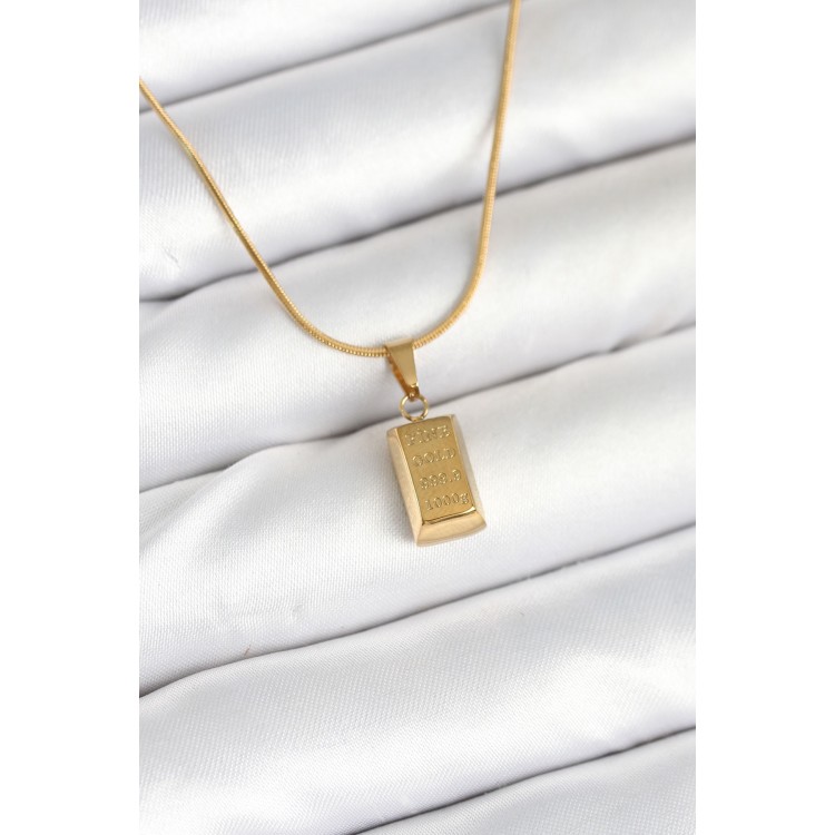 316L Steel Gold Color Mini Gold Bullion Model Necklace - TJ-BKO10603