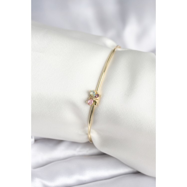 Colorful Butterfly Figure Gold Color Brass Women's Bracelet - TJ-BB8004 Colorful Butterfly Figure Gold Color Brass Women's Bracelet - TJ-BB8004