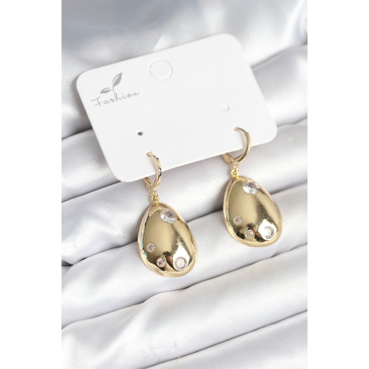 Gold Renk Pirinç Damla Model Kadın Küpe - TJ-BKP11281