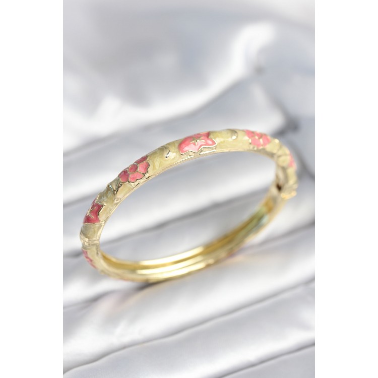 Green Cream Color Detailed Enamel Cuff - TJ-BB8008 Green Cream Color Detailed Enamel Cuff - TJ-BB8008