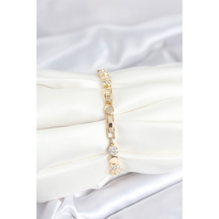 Brass Gold Dot Model Zircon Stone Women's Bracelet - TJ-BB8026