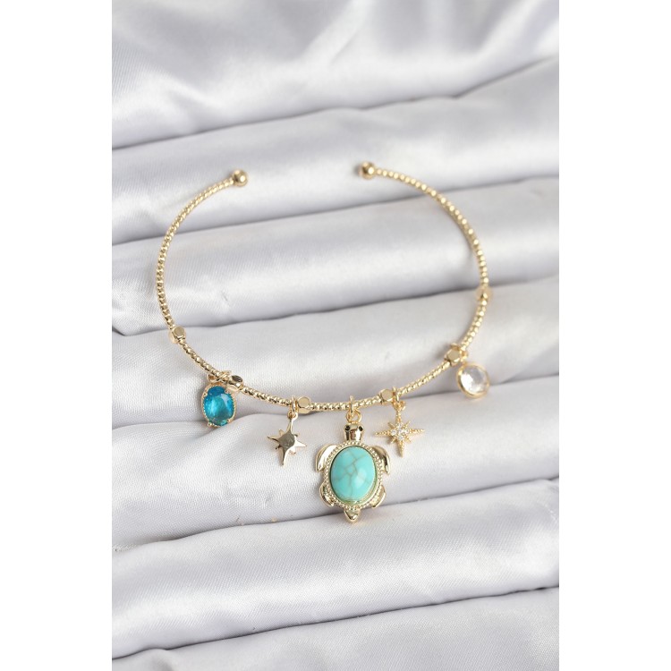 Caretta Caretta Gold Color Women's Bracelet with Charm - TJ-BB8033 Caretta Caretta Gold Color Women's Bracelet with Charm - TJ-BB8033