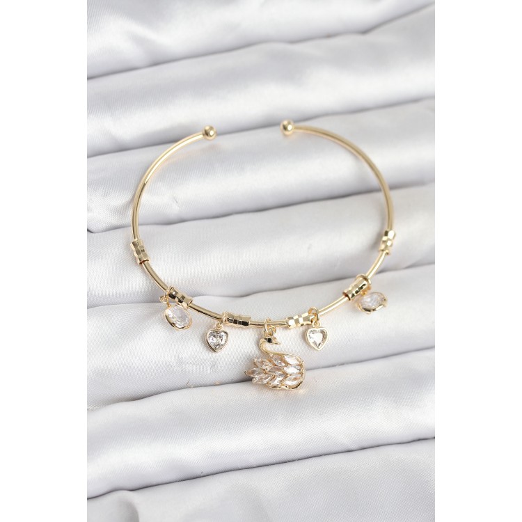 Swan Charm Gold Women's Bracelet - TJ-BB8035 Swan Charm Gold Women's Bracelet - TJ-BB8035