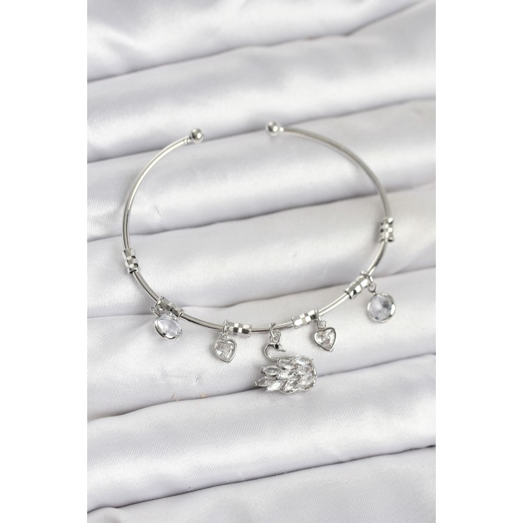 Swan Charm Silver Women's Bracelet - TJ-BB8036 Swan Charm Silver Women's Bracelet - TJ-BB8036