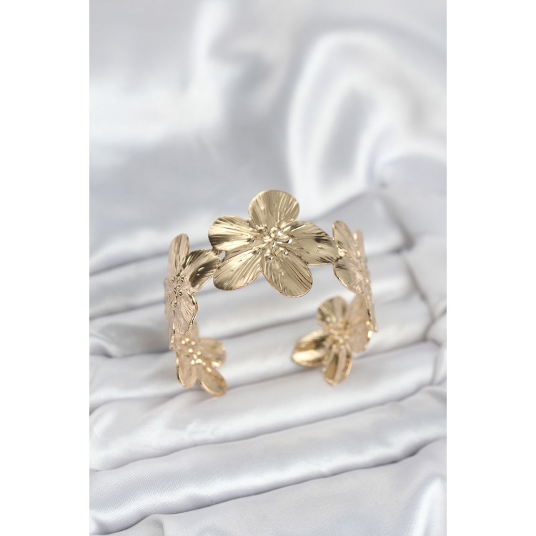 Flower Pattern Brass Sheet Women's Bracelet - TJ-BB8051