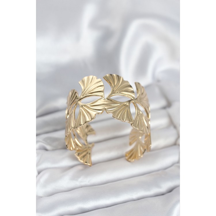 Gold-Colored Rice-Patterned Fan-Shaped Women's Bracelet - TJ-BB8053