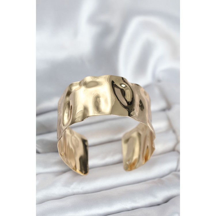 Gold-Colored Brass Sheet Model Women's Bracelet - TJ-BB8061